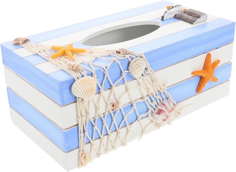 White Tissue Box Holder Mediterranean Style Napkin Dispenser For Living Room Office - Image 1